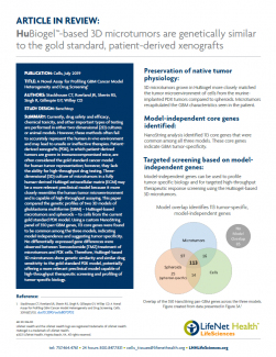 Brochure - Article in Review: A Novel Assay for Profiling GBM Cancer Model Heterogeneity and Drug Screening