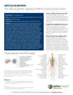 Brochure - Article in Review: The Atlas of Genetic Regulatory Effects Across Human Tissues